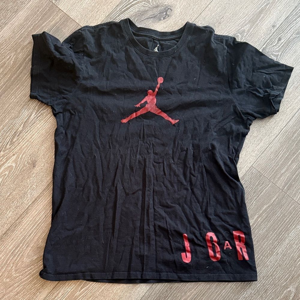 Jordan Black T-Shirt with Red Jumpman Logo